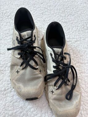 On Running Black and Light Beige Running Sneakers